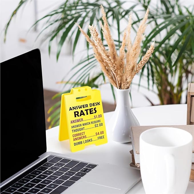 Office Gag Gift - Funny Team Office Gift - Q&A Desk Rate Desk Sign for Colleagues, teammates, Employees, Bosses, Managers, Supervisors