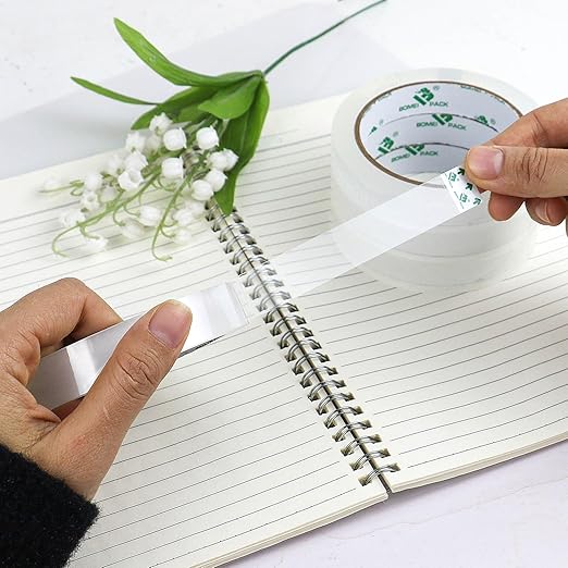 BOMEI PACK 12Rolls Clear Tape Refills for Dispenser, Transparent Gift Wrap Tape 3inch Core for Home, Office and School, 3/4inch x 60yds