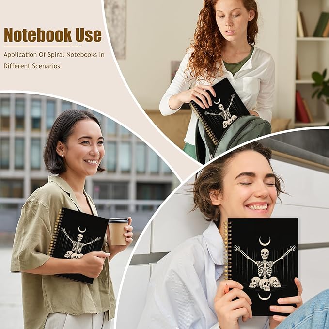 WUCHJ Witchy Gothic Spiral Notebook, Astrology Journal, Celestial Sun and Moon Phases 5.5x8.3 Inch,Lined Notebooks College Ruled, Magic Notebook for Women, Astrology Gifts for Women