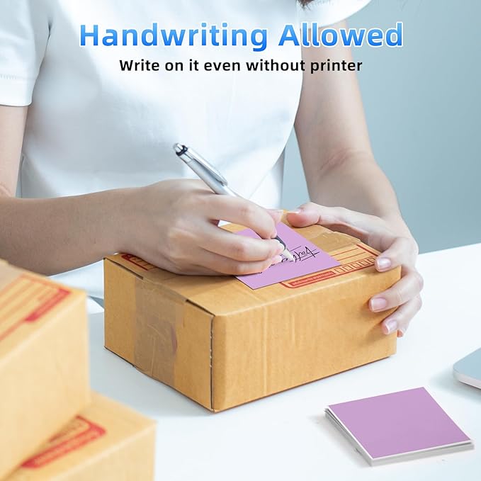 4x6 Thermal Labels, 1 Packs of 500 4x6 Fold Labels Purple - Compatible with JADENS, ASprink, Phomemo, Rollo, Zebra, Omezizy and Other Thermal Printers