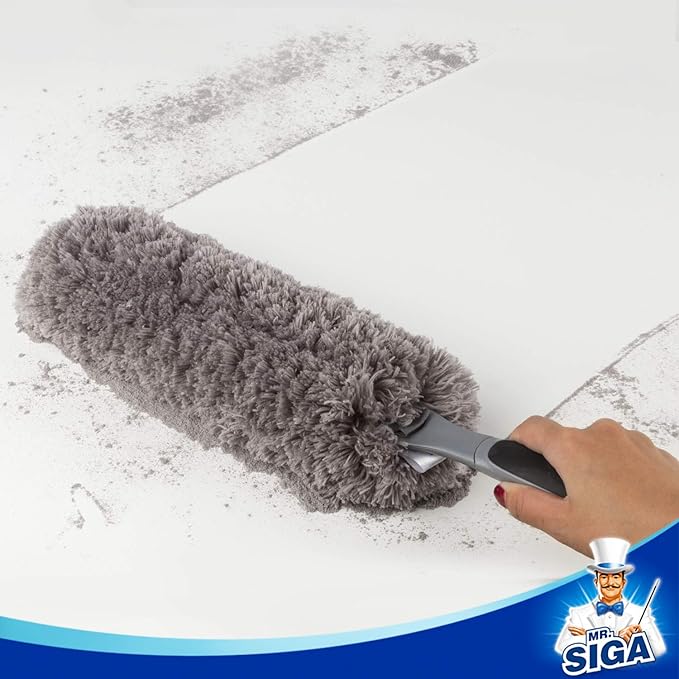 MR.SIGA Lint Free Microfiber Duster, Washable Duster for Household Cleaning Gray