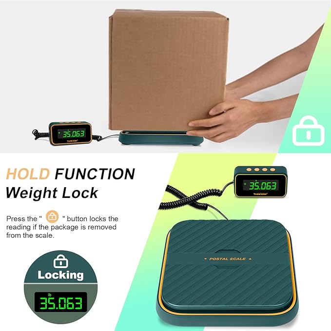 THINKSCALE Shipping Scale for Packages, 86lb/0.1oz Digital Shipping Postal Scale-Hold and Tare Function, Mail Scale Fold up Holder, Postage Scale, Package Scale, Battery&Type-C Charging Cable