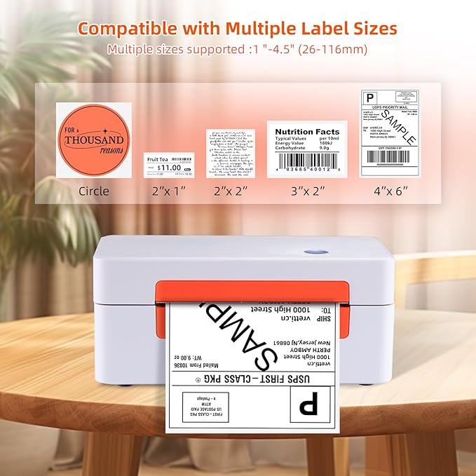 vretti USB Shipping Label Printer - 4x6 Thermal Label Printer for Shipping Packages Small Business Office or Home,Widely Used for Amazon, Ebay, Shopify, Etsy, USPS Amazon, Ebay, Shopify, Etsy, USPS