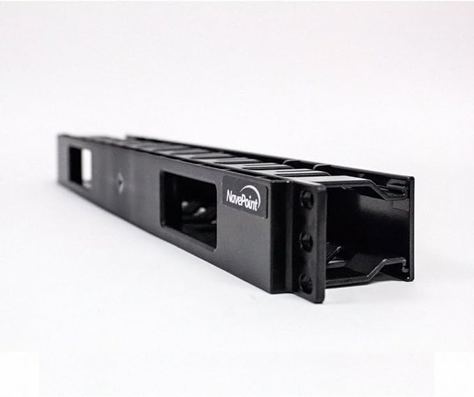 Navepoint 1U Horizontal 19-Inch Rack Mount Cable Management Raceway Duct Panel with Cover Black