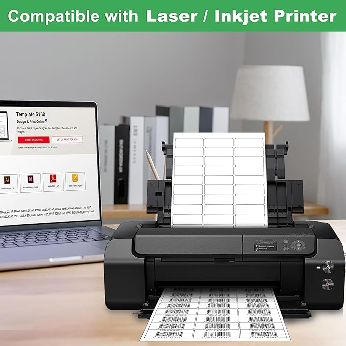 Address Labels 1" x 2-5/8", 15000 Printable Labels for Mailing, Envelopes, Laser/Inkjet Printer, 8.5"×11" White Label Stikcers Paper 30 Up Blank Label Per Sheet,(500 Sheets)