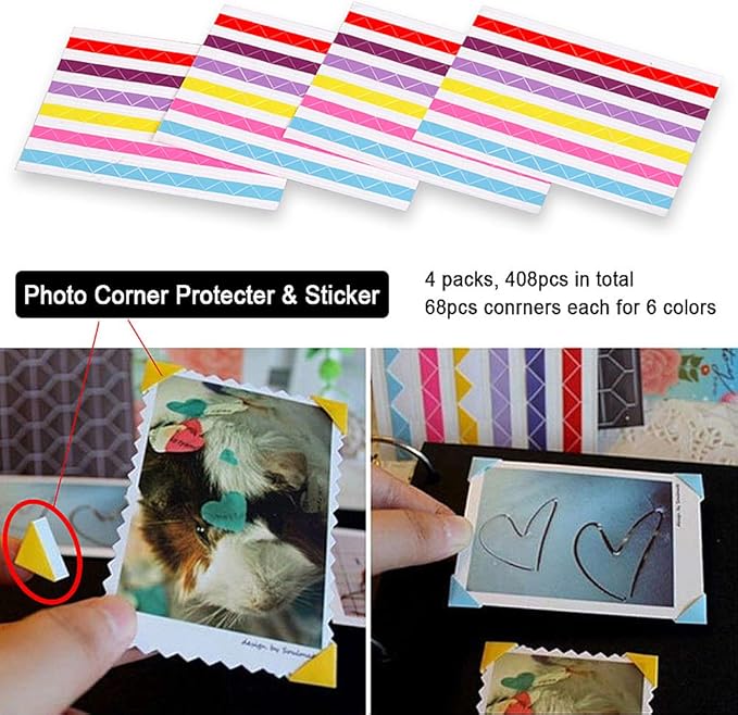 Photo Album DIY Scrapbook (10x10 inch 50 Pages Double Sided) Vintage Hardcover Three-Ring Binder Picture Booth Albums with 6 Colors 408pcs Self Adhesive Photos Corners for Memory Keep (Blue)