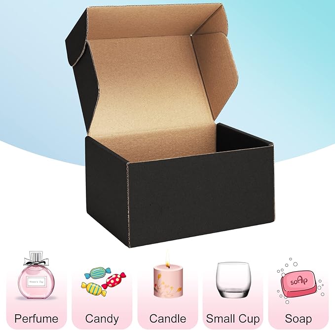 Shipping Boxes 6x4x3 inches Black Small Mailing Boxes 25 Pack Cardboard Corrugated Box Mailers
