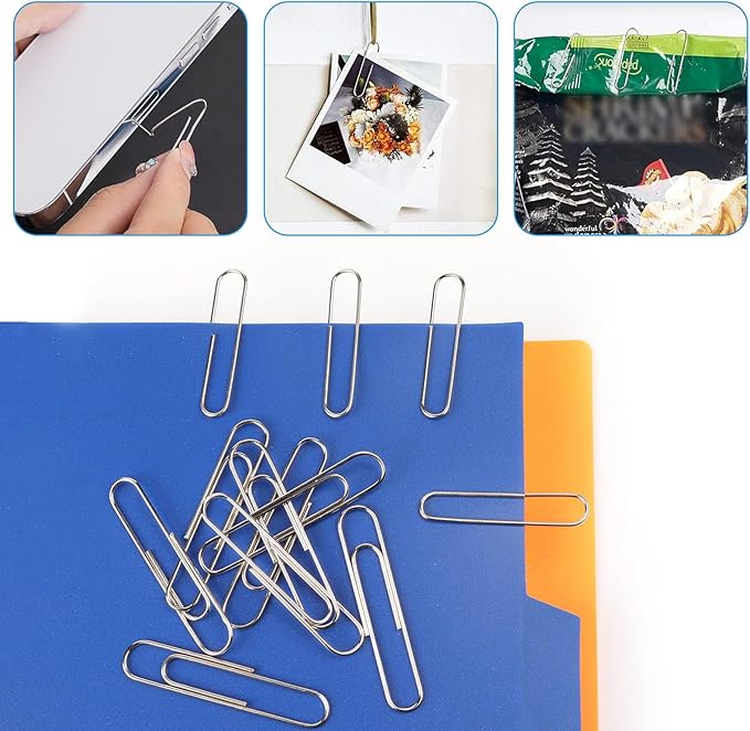 340 PCS Paper Clips and Binder Clips Assorted Sizes, Large Medium Small Silver Paperclips&Black Binder Clip Set for Home&School&Office Document Organizing,Supplies Desk Essentials in Container