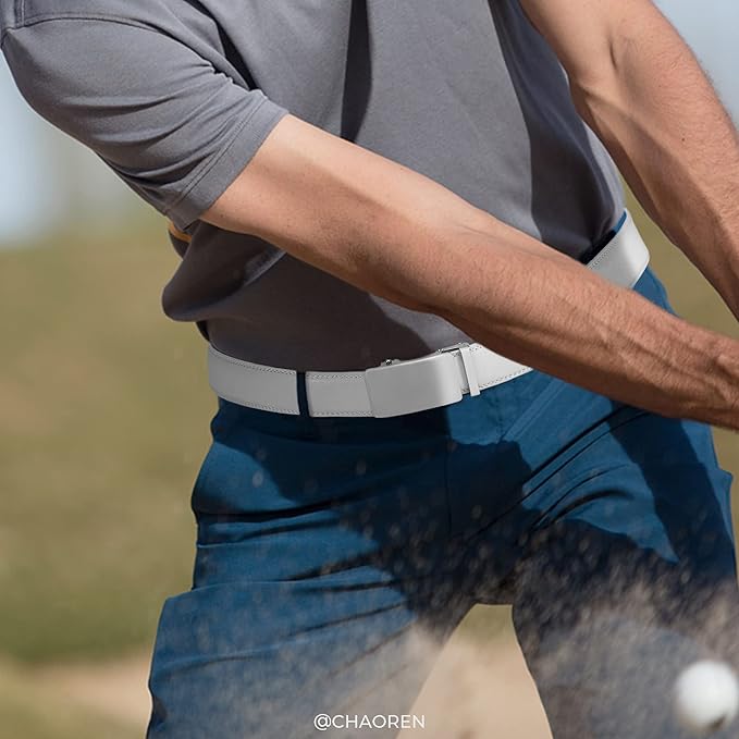 CHAOREN Mens Belt - Mens Ratchet Belt Leather 1 3/8" for Dress Pant - Micro Adjustable Belt Fit Everywhere