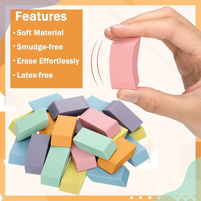 150 Pcs Pastel Classroom Decor Erasers Bulk Colorful Pencils Erasers for Students Artists Drawing Writing for School College Classroom Home Office Supplies