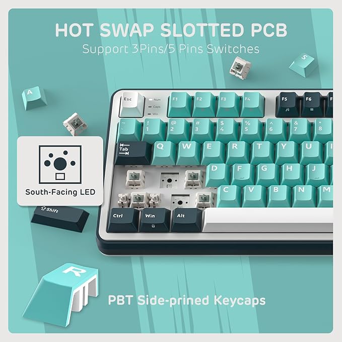 RK ROYAL KLUDGE S98 Mechanical Keyboard w/Smart Display & Knob, Top Mount 96% Wireless Mechanical Keyboard BT/2.4G/USB-C, Hot Swappable, Software Support, Creamy Sounding, 98 Keys