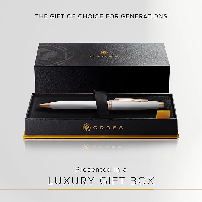 Cross Century II Refillable Ballpoint Pen Presented in a Luxury Gift Box - Medium Point, Black Ink, Pearlescent White