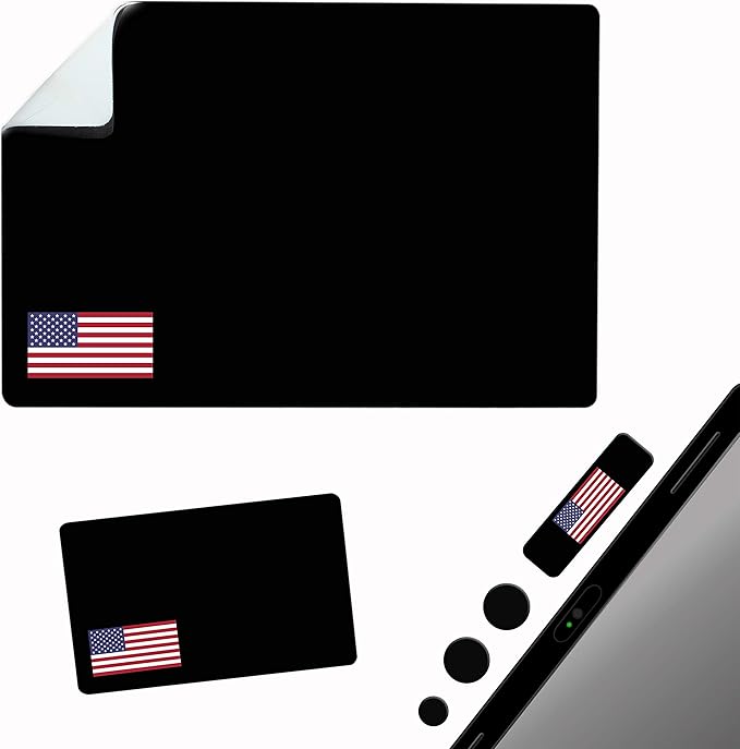 Mouse Pad Adhesive Bottom - Sticks to Any Surface - Portable - Webcam Covers and Screen Cleaner Included (USA Flag)