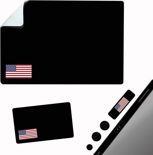 Mouse Pad Adhesive Bottom - Sticks to Any Surface - Portable - Webcam Covers and Screen Cleaner Included (USA Flag)