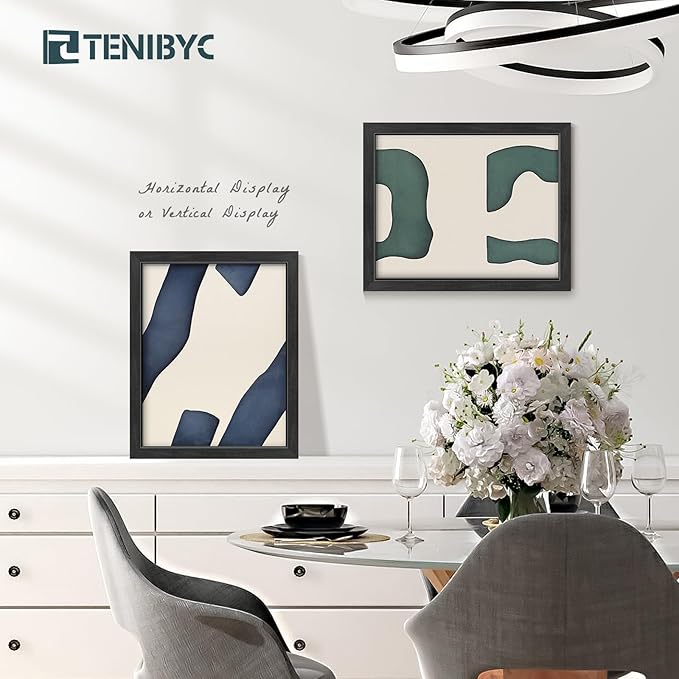 16x20 Picture Frame 4 Pack - Black Solid Wood Poster Photo Frame - Tempered Glass - Woodgrain Series - Room, Office, Gallery, Studio Display - Wall Hanging