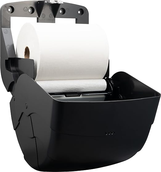 San Jamar Ecologic Integra Recycled Plastic Level Paper Towel Dispenser, Universal Roll Capacity, Wall Mounted Dispenser with Zero Waste for Home and Business Universal, Black