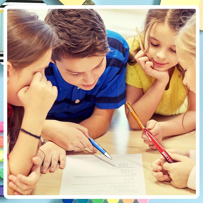 Lincia 100 Pcs Inspirational Ballpoint Pens Bulk Retractable Medium Point Pens with Black Ink Inspiration Thank You Gifts for Teacher, Back to School, Christmas