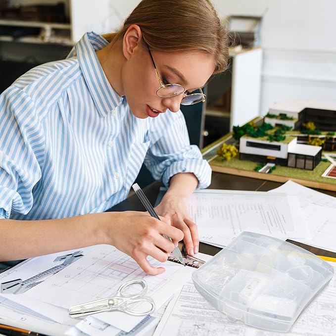 Colarr Mini Office Supply Kit Includes Stapler Tape Dispenser Staple Remover Paper Clips Scissor Staples Pen Sharpener Note Small Telescopic Knife for Office and School Clerk Student (Clear)