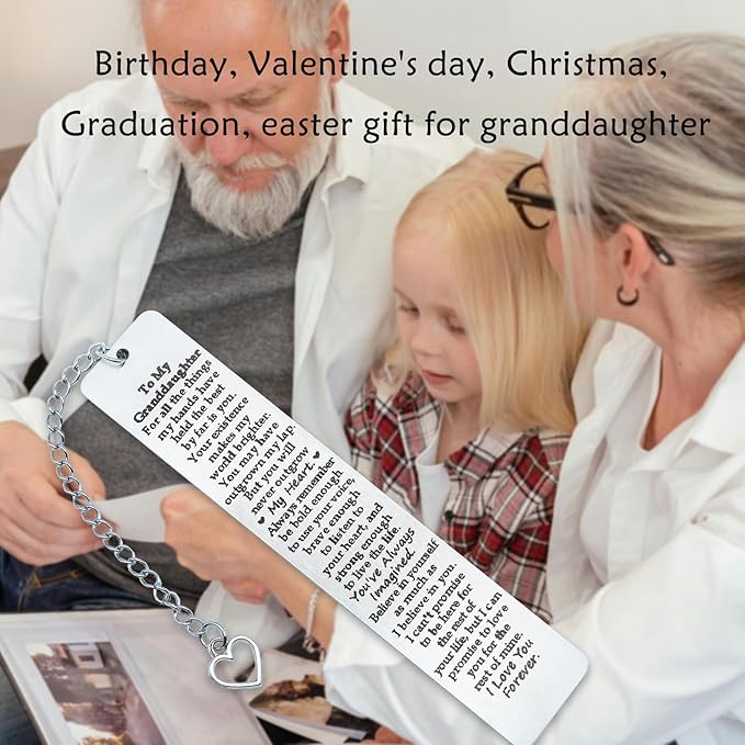 Granddaughter Gifts from Grandma Grandpa, to My Granddaughter Bookmark, 16th 18th 21st Birthday Gift for Granddaughter Birthday Christma 2025 Graduation Gifts for Granddaughter from Nana