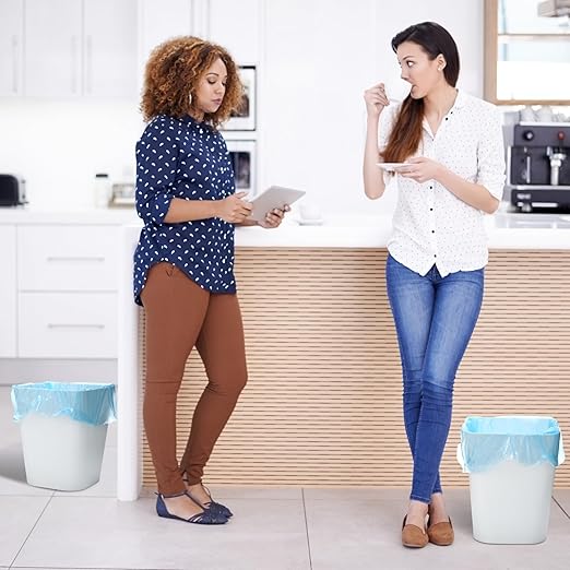 Hoolerry 9 Pieces Garbage Can 2 Gallon Small Trash Cans Bulk Bathroom Trash Bin Plastic Wastebasket Square for Bedroom Slim Bathroom Trashcan Small Container for Kitchen Office Home(White)