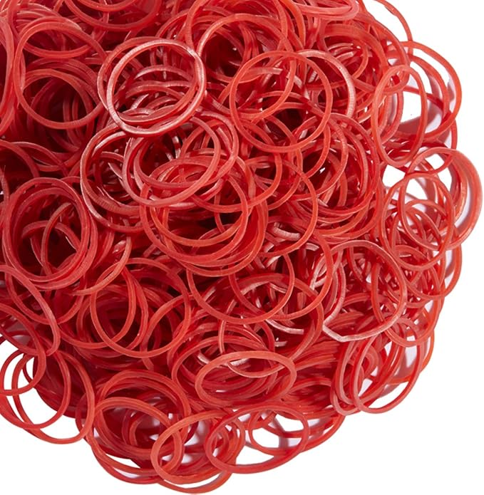 AMUU Rubber Bands 500pcs Red 2.5cm 1inch Small mini Rubber Bands for Office School Home Elastic Band