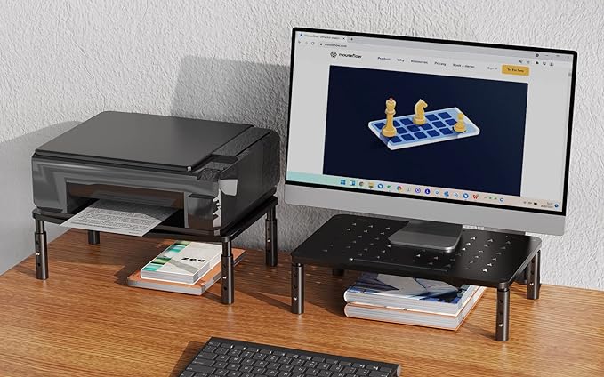Zimilar 2 Pack Monitor Stand , 3 Height Adjustable Stand with Unique Star Mesh for Computer, Laptop, Printer, Notebook, iMac, Premium Metal Monitor Risers for 2 Monitors