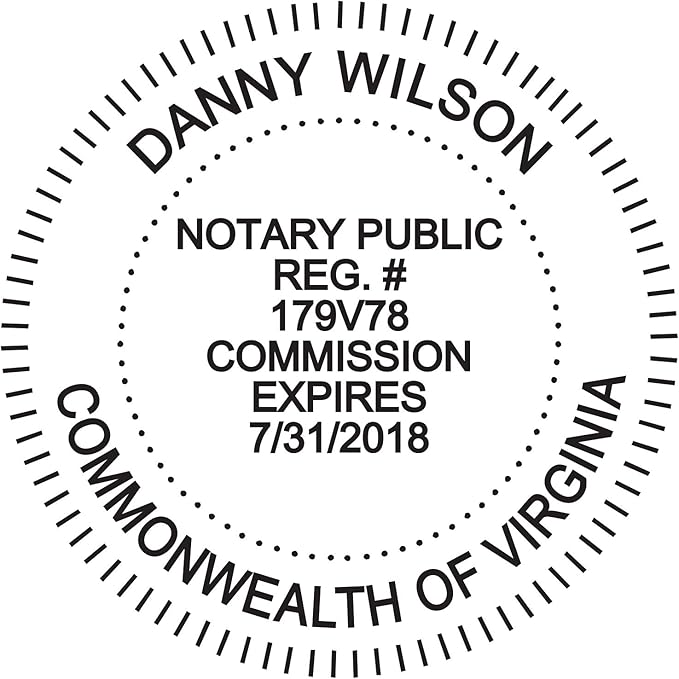 Round Notary Stamp for State of Virginia- Self Inking Stamp - Top Brand Unit with Bottom Locking Cover for Longer Lasting Stamp - 5 Year Warranty
