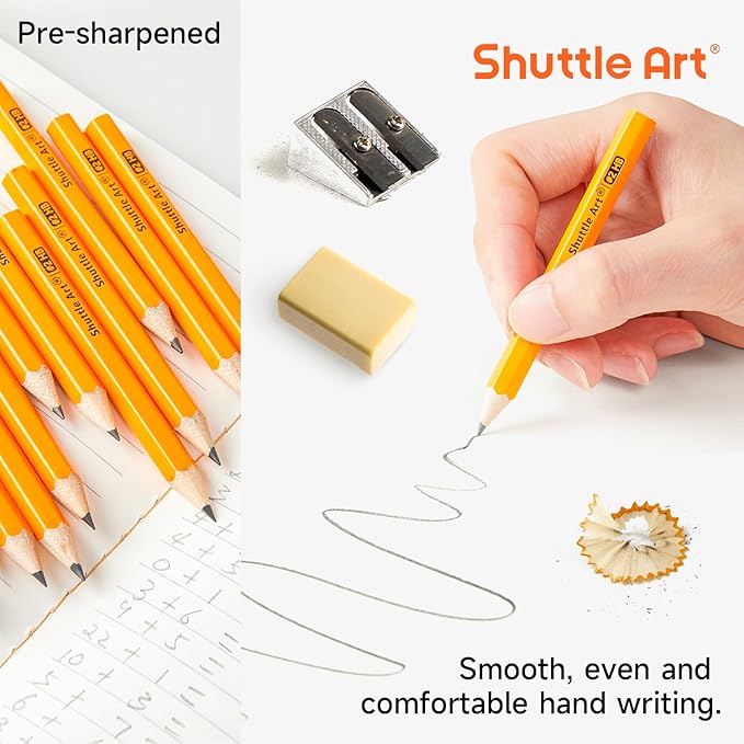 Shuttle Art 360 Pack #2 HB Golf Pencils, Wood-cased 3.5” Mini Pencils Bulk, Pre-sharpened Small Pencil for Kids Teachers Writing Marking Sketching, Classroom Essentials, Back to School Supplies