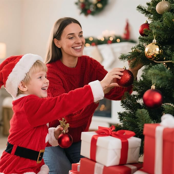 Christmas Tree Decorations Ornament Set, 60ct 2.36 Inches Red and Gold Shatterproof Christmas Ball Ornaments, Hanging Ball for Xmas Holiday Wedding Party Decor