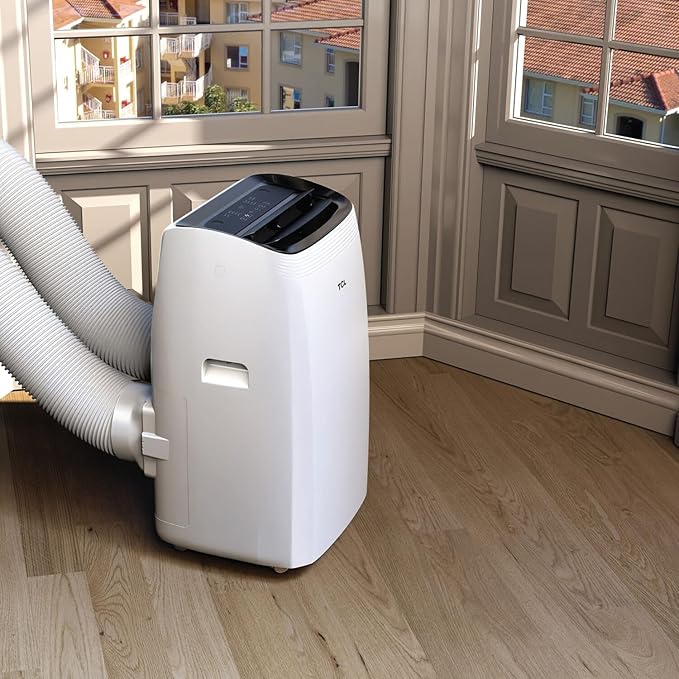 TCL H10PDH56W, 450 Sq. Ft, 10,000 BTU Q-Series Dual Hose Portable Inverter Air Conditioner & Heater, AC Unit with Heat, 47% Energy Savings, Compact Design, Works with Smart Home Devices, White