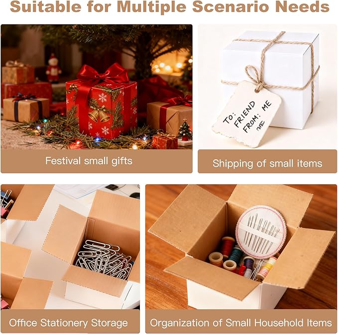 Shipping Boxes,3.5x3.5x3.5 inches 6 PCS Small Shipping Boxes,White Corrugated Cardboard Boxes for Packing, Mailing, Moving,Gifts & Storage,Heavy-Duty