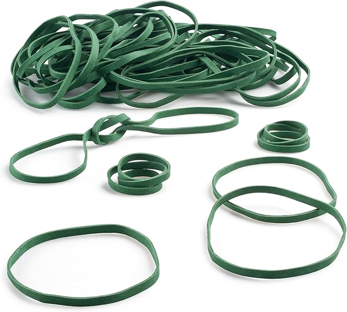 PlasticMill Green Rubber Bands Size 33 (3 1/2" x 1/8") - #33 Colored Rubber Bands Office Supplies - Strong, Elastic Bands for Crafts, Balloon Garland, Cash, File Folders (1,000-Pack)