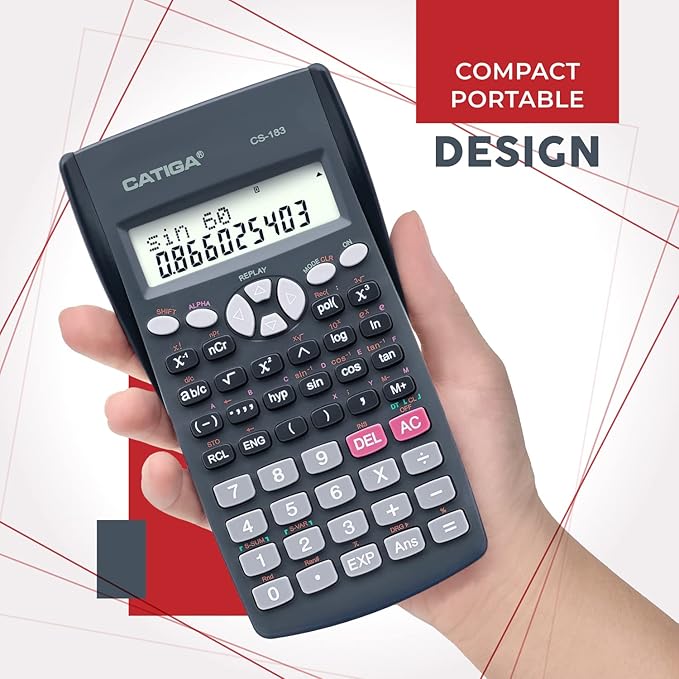 Scientific Calculator 2 Line - for Math (Algebra and Trigonometry), Science, Statistics, Engineering, Physics, Business Class, Over 200 Functions, with Memory and Replay Function