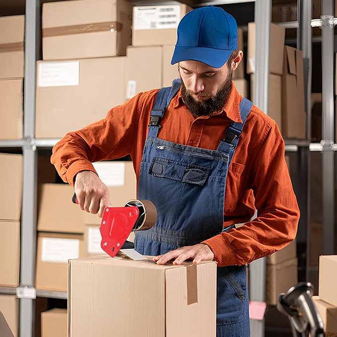 QILIMA 3 Inch Wide Packing Tape Dispenser Gun Seal Packing for Use Tape Dispenser Gun for Shipping, Moving, Carton and Box Sealing-Red