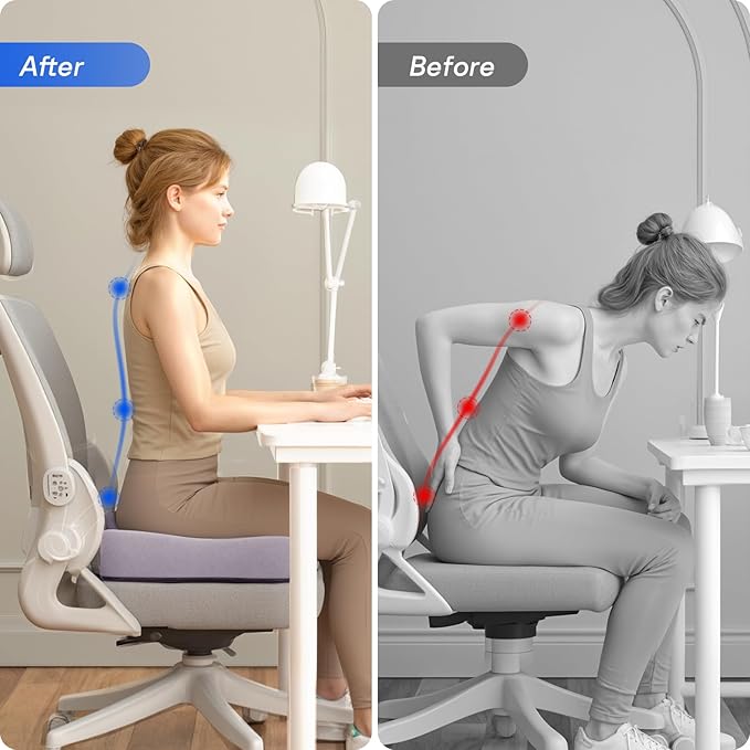 Seat Cushions for Office Chairs - Pressure Relief Seat Cushion - Car Seat Cushions for Pressure Relief, Tailbone Pain, Sciatica & Back Pain Relief for Office Chairs (Purple)