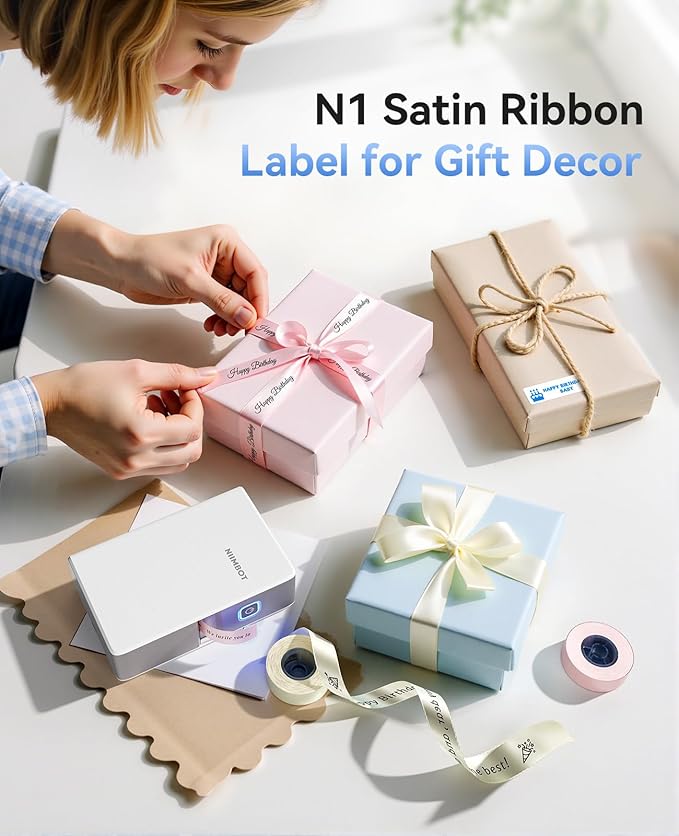 NIIMBOT N1 Label Maker with Tape, Portable Bluetooth Label Printer Support Color Printing, Mini Sticker Labeler Rechargeable for Home Office Small Business Outdoor Storage, White