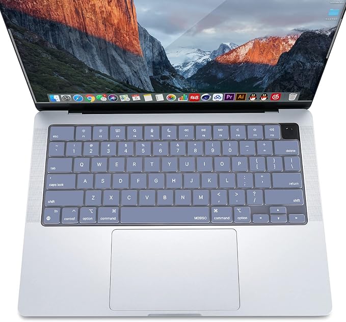 MOSISO Keyboard Cover Skin Compatible with MacBook Air 15 inch M3 A3114 M2 A2941/Air 13.6 A3113 A2681/Pro 14/16 M4 M3 M2 M1, Lavender Gray