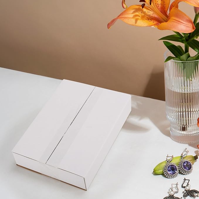 9x6.5x1.75 Small Shipping Boxes Set of 40, 3 Layers E Watts White Corrugated Cardboard Box Mailers for Mailing, Moving, Business Packing