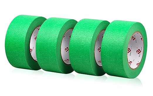 BOMEI PACK Green Painters Tape 2 inch Wide, Medium Adhesive Green Masking Tape 2 inch x 55 Yards (220 Total Yards) 4 Rolls, Residue-Free Wall Trim Tape for Painting, DIY Crafting, Decoration