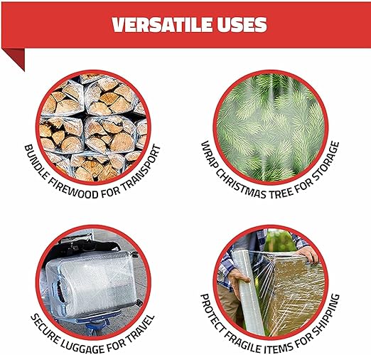 Stretch Wrap with Handle Industrial Strength 2 Pack 11" x 1000 Ft 60 Gauge Thick (15 Micron) Shrink Wrap Roll for Moving Supplies, Furniture, Pallets, Plastic Wrap for Packing, Heavy Duty Stretch Film