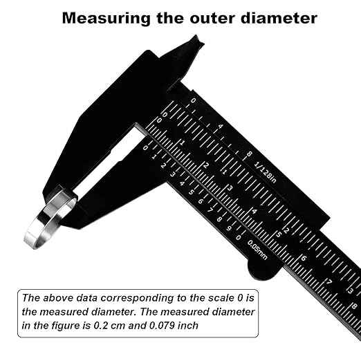 Honoson 10 Pcs Plastic Vernier Caliper 0-6 Inch/0-150 mm for School Student Black Mini Double Scale Sliding Gauge Measuring Tool Vernier Caliper Eyebrow Mapping Ruler Tool for Office Tattoo Artists