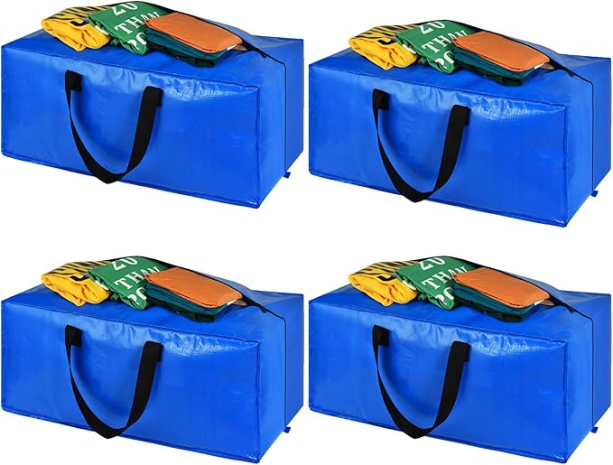Heavy Duty Large Storage Bags, XL Blue Moving Bags for College Dorm Room Essentials, Moving Supplies Compatible with IKEA Frakta Cart, 4 Packs