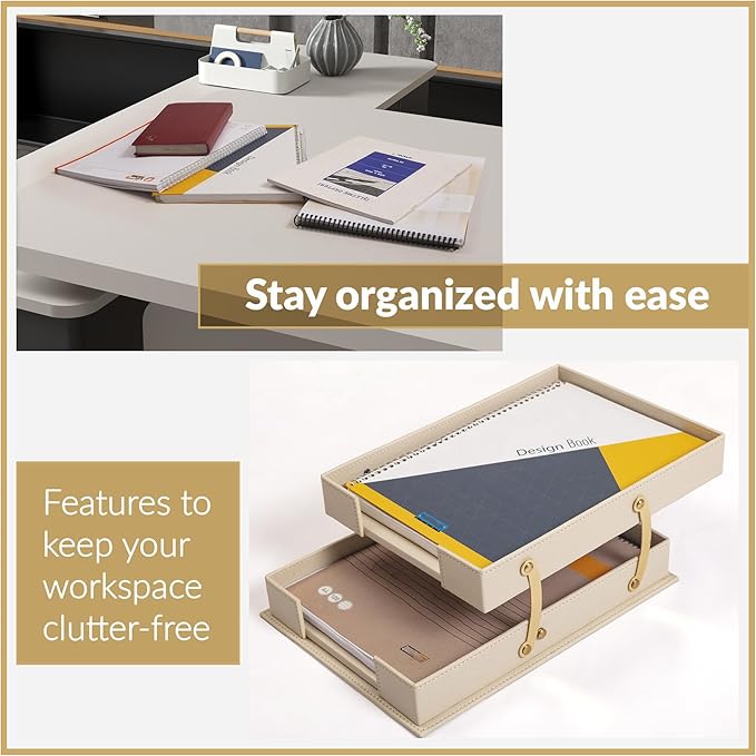 MOOGCO Luxury Leather Desk Pad & Desk Organizer Set, Bonded Leather