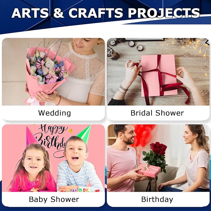 Vanhench 17.5"×963" (80 1/4FT) Pink Wrapping Paper Roll, Bulletin Board Paper, Color Kraft Paper Roll for Art Crafts, Wedding, Birthday, Mothers Day Gifts, Bouquet Flower Wrapping