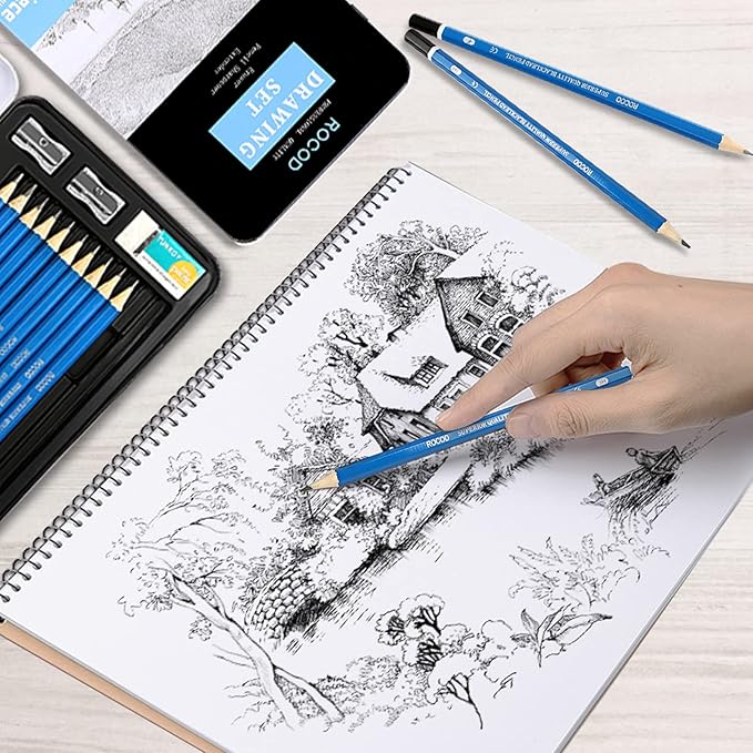 Profession Sketch Pencils 6B to 4H for Kids and Adults Drawing, Art Graphite Pencil for Artists Beginner Sketching