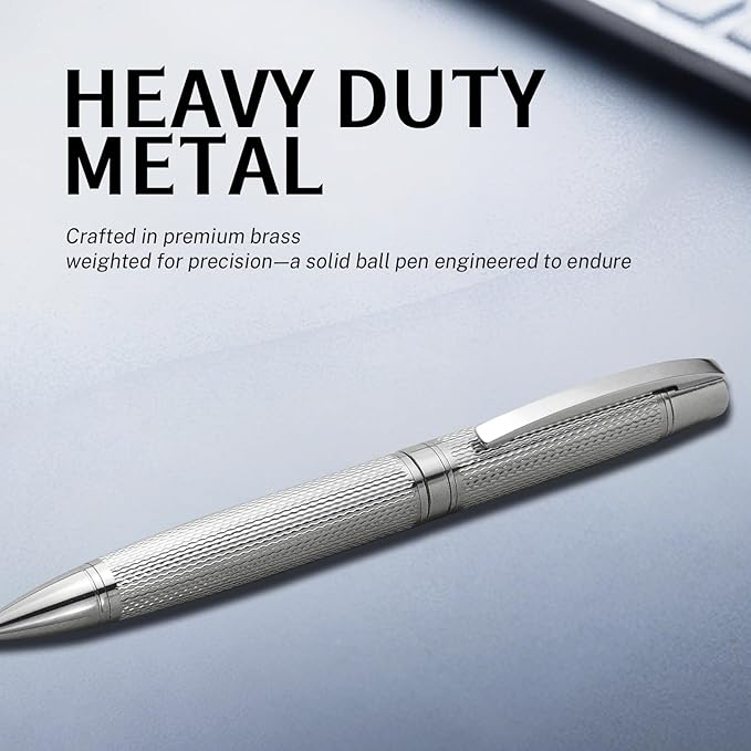 YUNCHUN Executive Pens for Men, Medium Point Ball Point Pen Set for Men Gift, Heavy Duty Ball Pen for Writing, Retractable Metal Ballpoint Pen for Journaling, Ballpoint Pen Blue Ink with Fine Lozenge