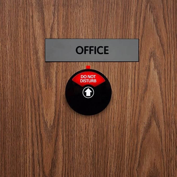Kichwit Privacy Sign for Office Door, Do Not Disturb, Out of Office, Please Knock, in a Meeting, Conference Sign for Offices (Black, 2 Pack)