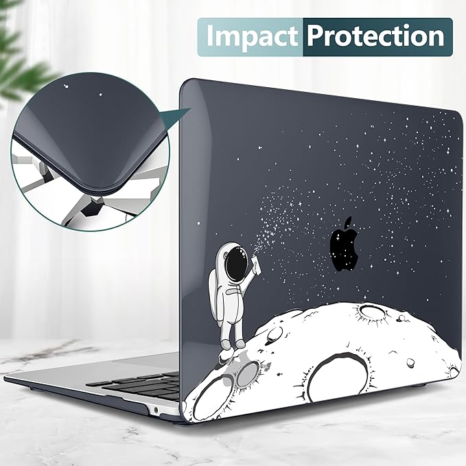 DONGKE Compatible with MacBook Air 13 inch Case 2021 2020 2019 2018 Release A2337 M1 A2179 A1932 with Retina Display & Touch ID, Plastic Hard Shell & Keyboard Cover - Astronaut