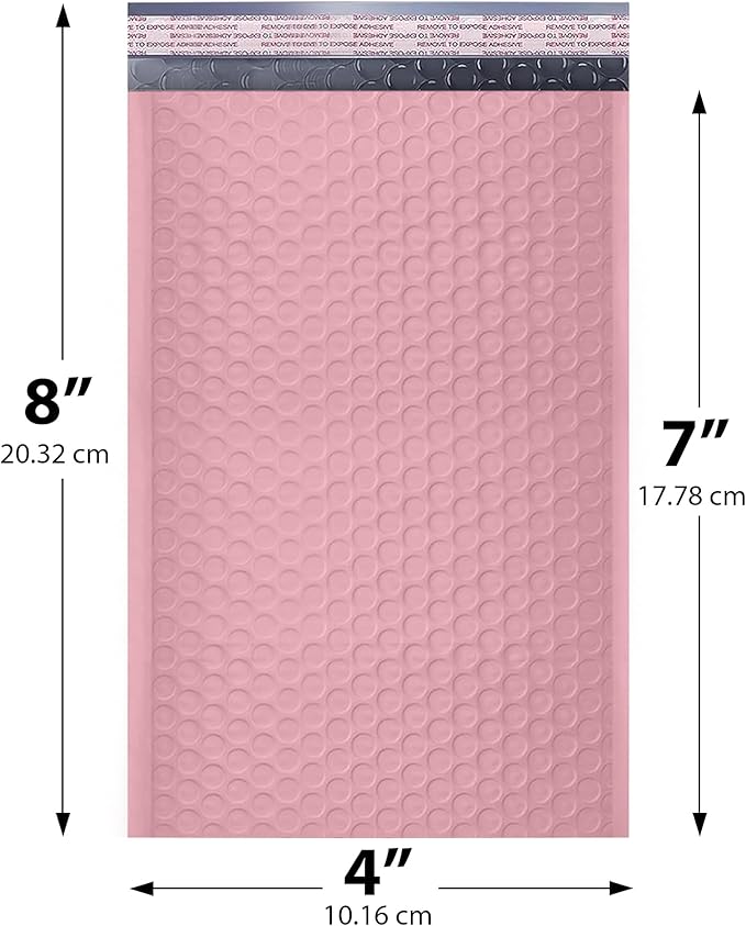 Light Pink Small Bubble Mailers 4x8 Inch #000 | Thick Padded Poly Bubble Mailer Envelopes | 1000 Pack Bulk | Trading Card Sports Card Shipping