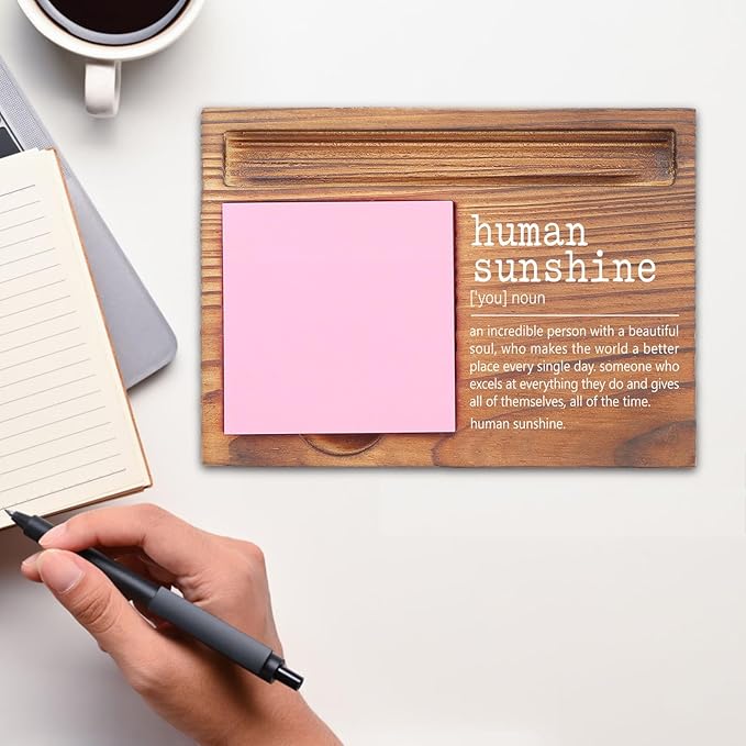 Human Sunshine Sticky Note Holder, Thoughtful Appreciation Gift for Friends, Coworkers, Teachers, Inspirational Desk Organizer for Office Self-Stick Note Pad Holders EDP117
